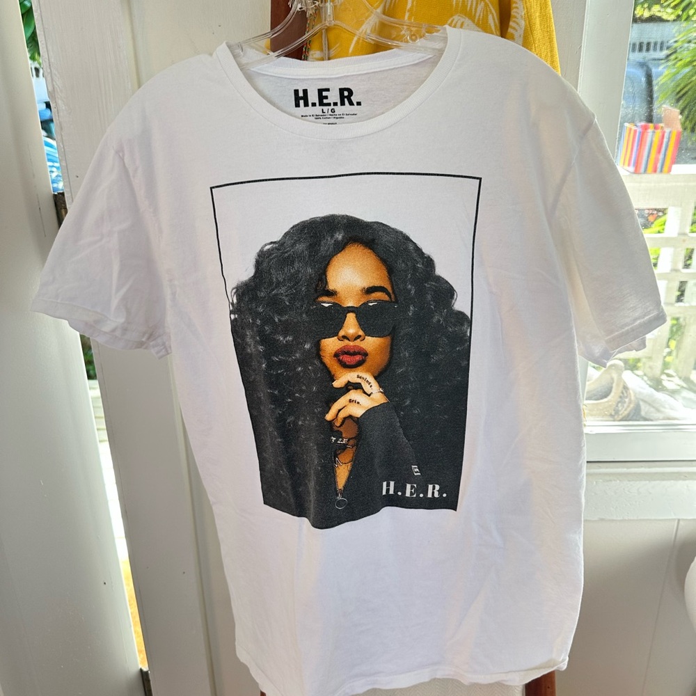 White Graphic H.E.R T-Shirt